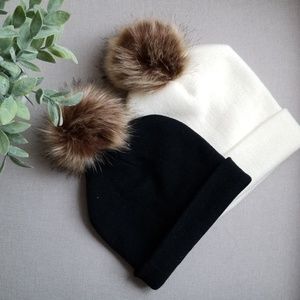 Pom pom knitted hat boy girl 2pc